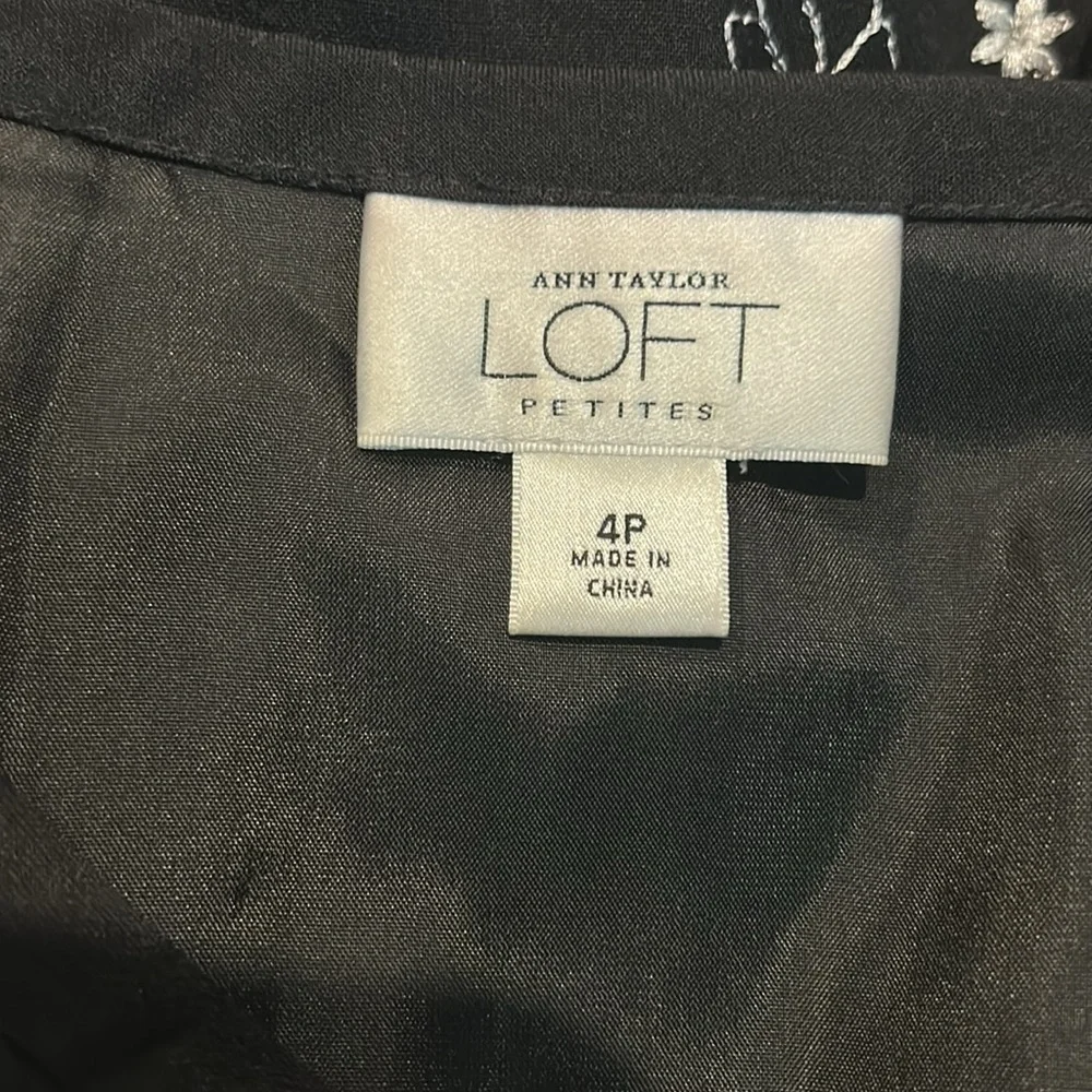 LOFT black embroidered skirt